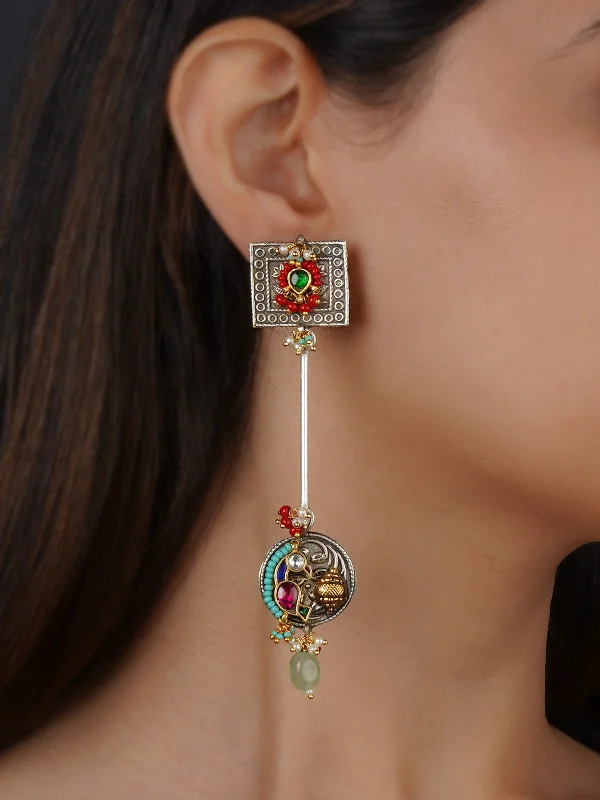 White women's earrings -Multicolor Tribal Earrings - EK-SFEAR392M