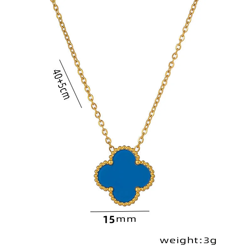 8853 Golden Blue Shell Necklace 1.5CM