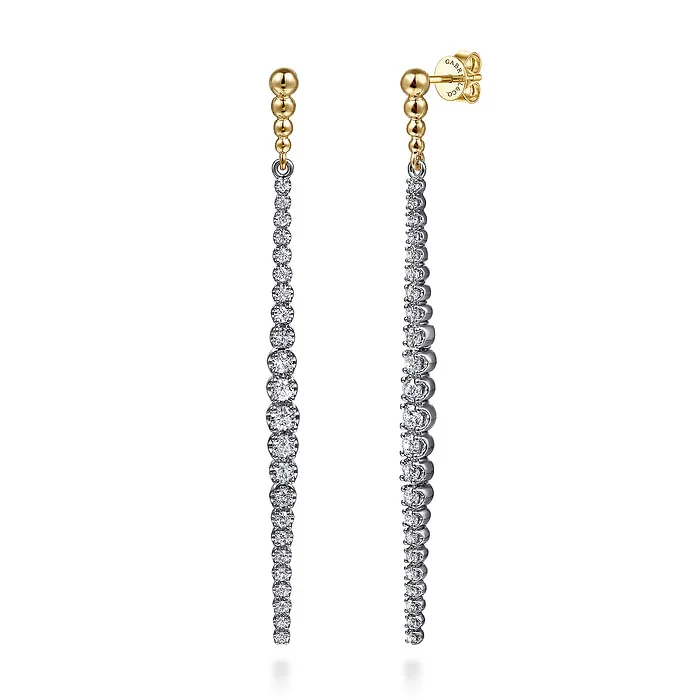 Customizable women's earrings -14K White Yellow Gold Bujukan Diamond Stud Drop Earrings