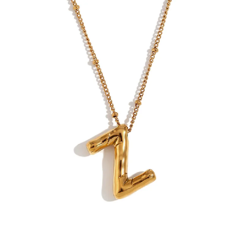 Party Balloon Letter Pendant Necklace - Gold - Z