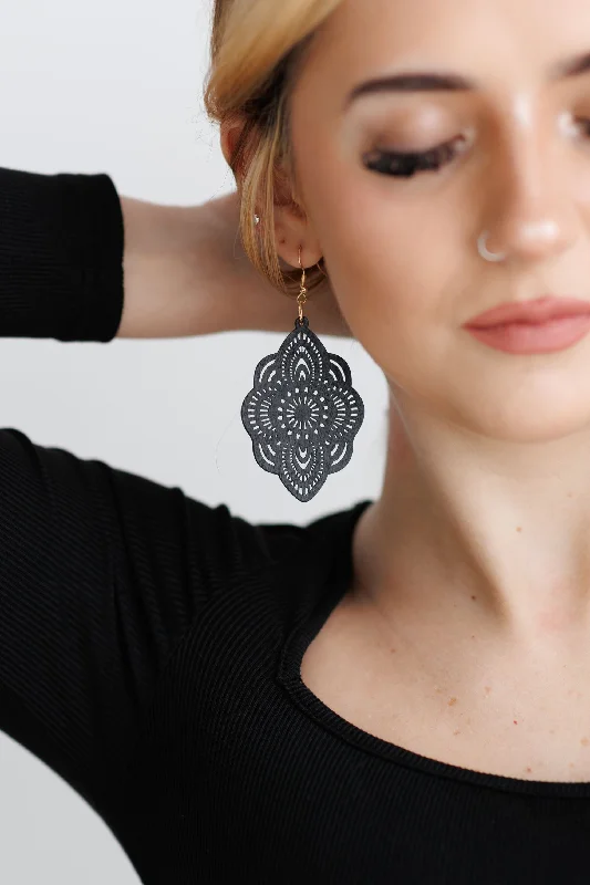 Double circle women's earrings -Beautiful Black Wood Earrings