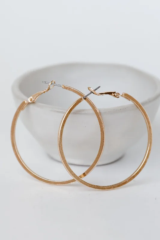 Trendy women's earrings -FINAL SALE - Raven Gold Hoop Earrings