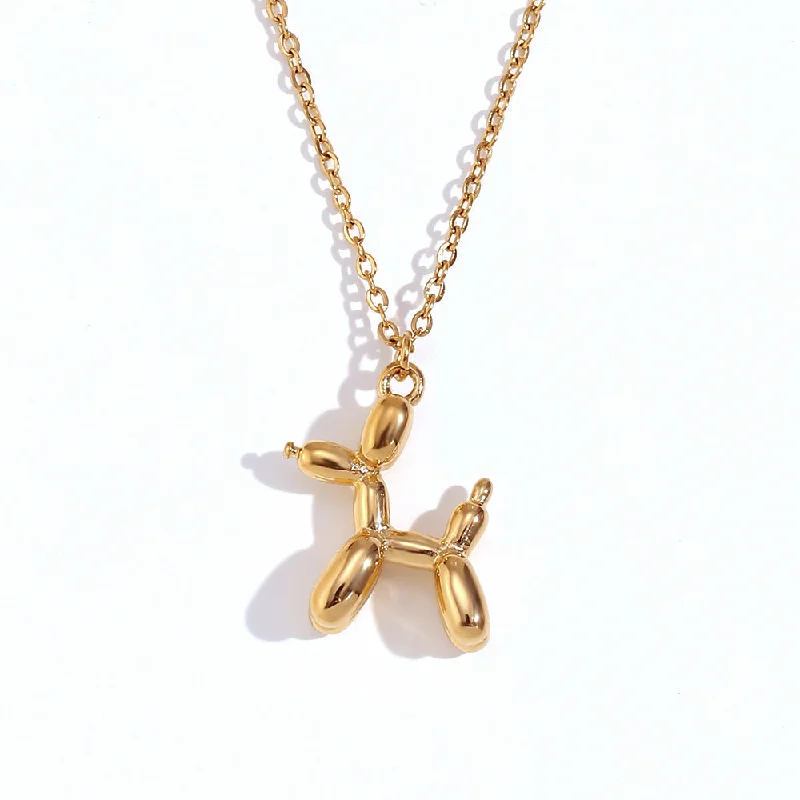 3D Dog Pendant Necklace - Gold