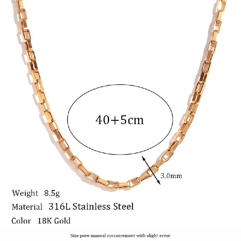 3mm long box chain - gold necklace -40cm 5cm