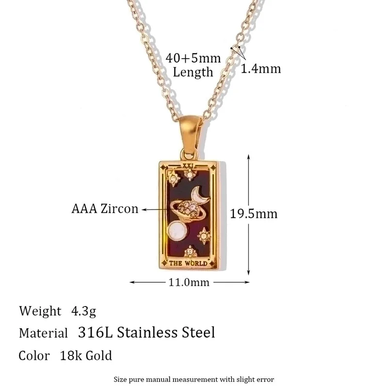 Women’s layered necklaces-Vintage Style Star Rectangle Stainless Steel Plating Inlay Rhinestones Zircon 18k Gold Plated Pendant Necklace