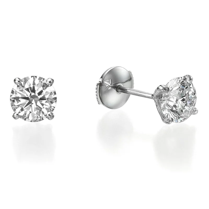 Unique women's earrings -1 ct Round Brilliant Cut Diamond Stud Earrings