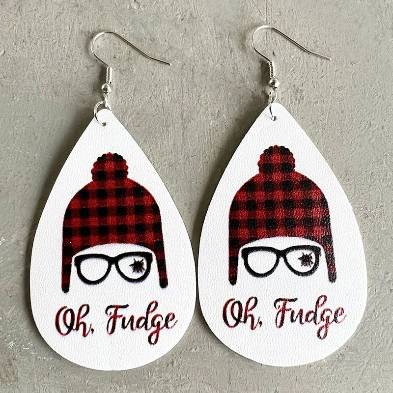 Double circle women's earrings -Adorable Christmas Movie Oh Fudge! Earrings