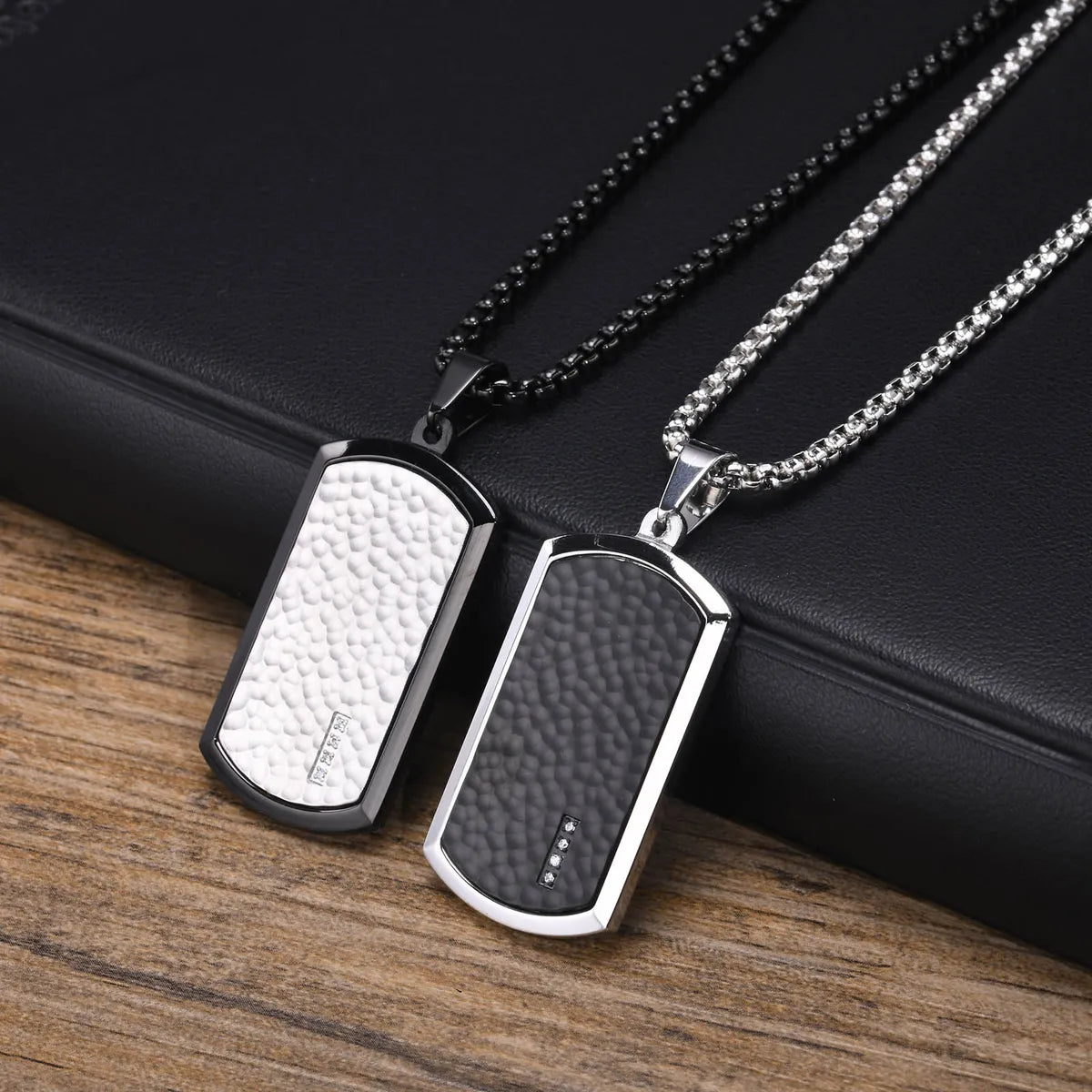 Women’s gemstone cluster necklaces-Simple Style Rectangle 304 Stainless Steel Plating Inlay Zircon Men'S