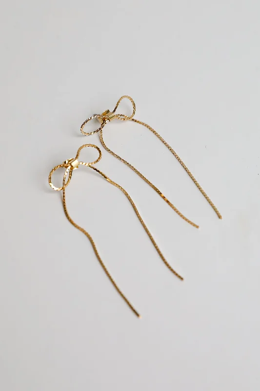 Classic women's earrings -Harlow Gold Bow Earrings