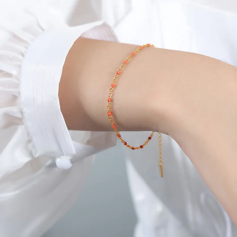 E480 Orange Drip Oil Bracelet -17+5cm