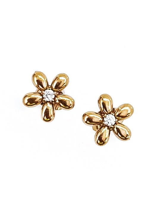 Transparent women's earrings -Elin Dainty Flower Crystal Diamond Stud Earrings