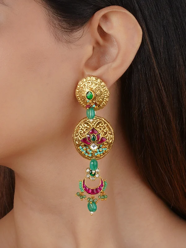 Daily wear earrings for women -Multicolor Gold Plated Mishr Earrings - MR-E247M