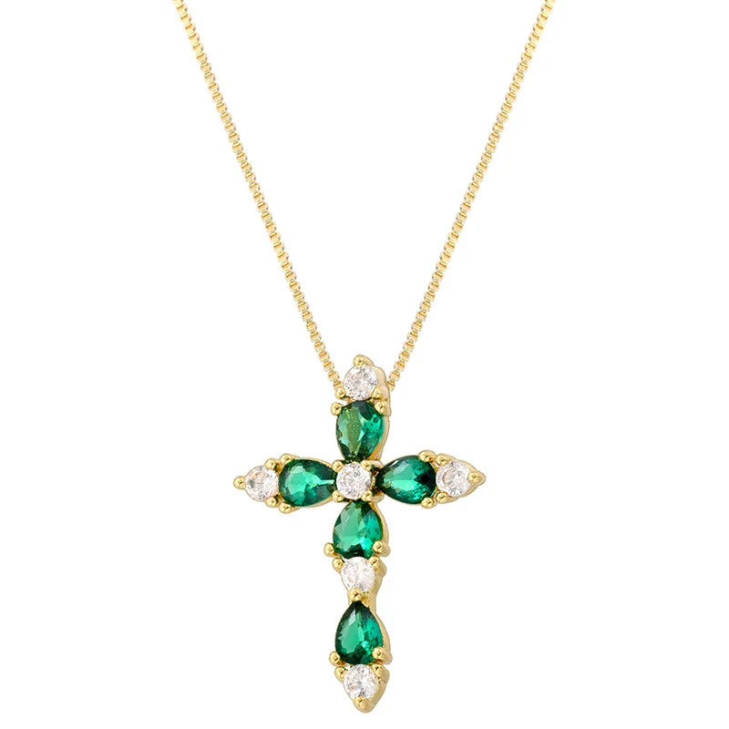 Gold Green Diamond Necklace