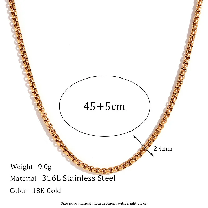 2mm square pearl chain - gold necklace -45cm 5cm