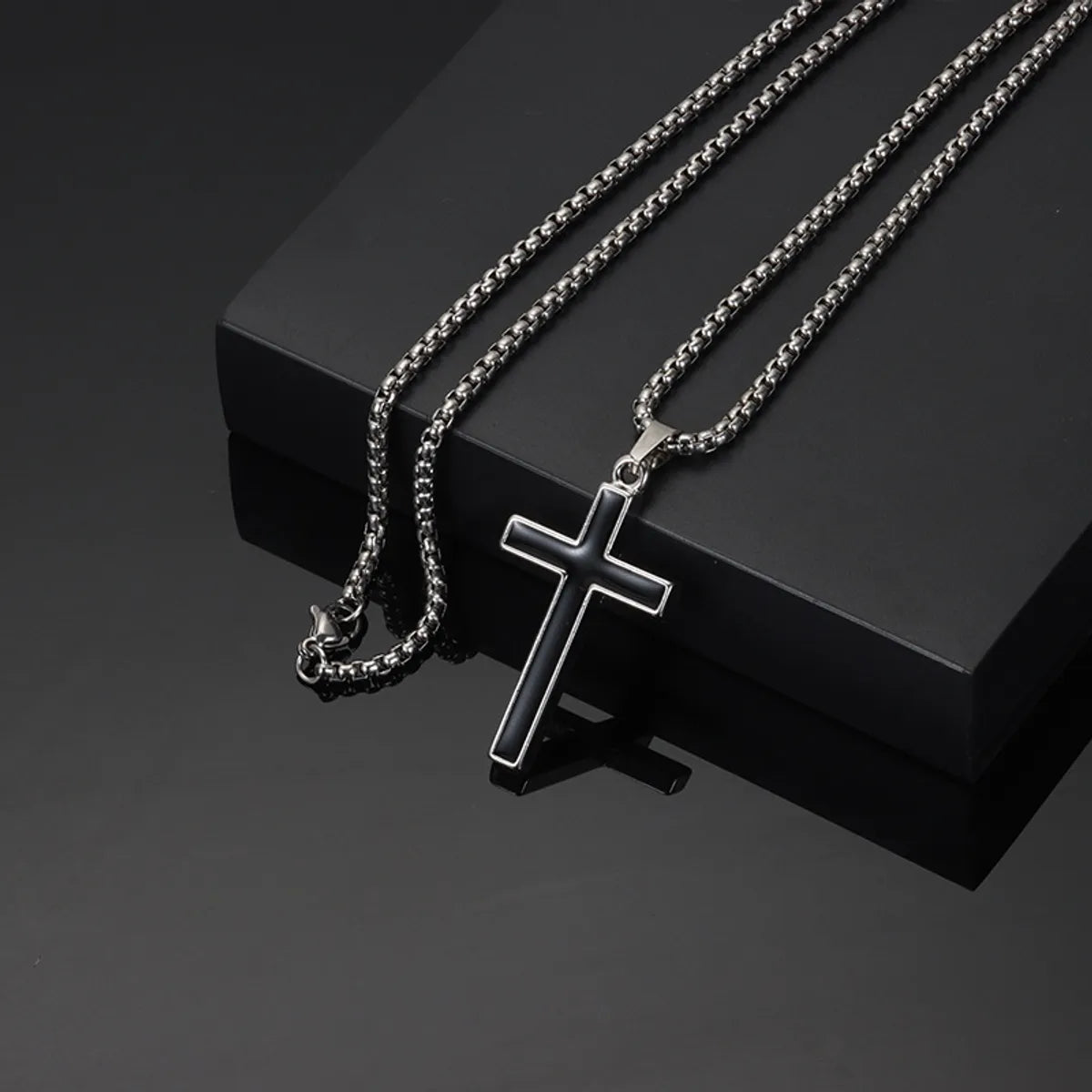 Black Oil Cross Necklace 60cm