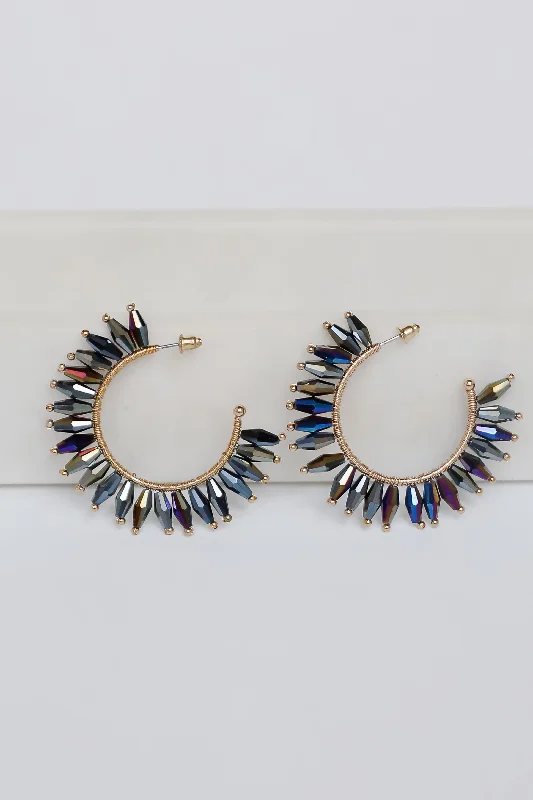 Hoop earrings for women -Brynne Beaded Hoop Earrings