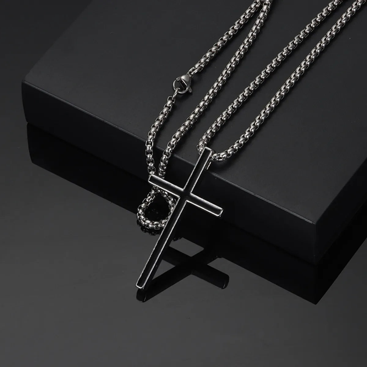 Perforated Large Cross Necklace 60cm