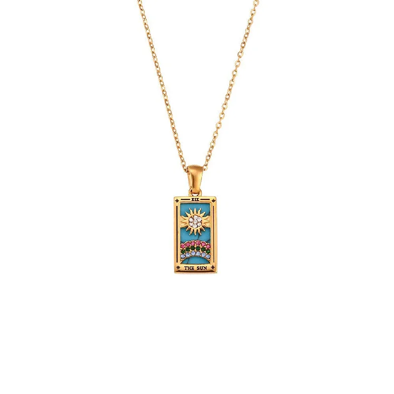 Rectangular Drop Oil Zircon Tarot - Sun