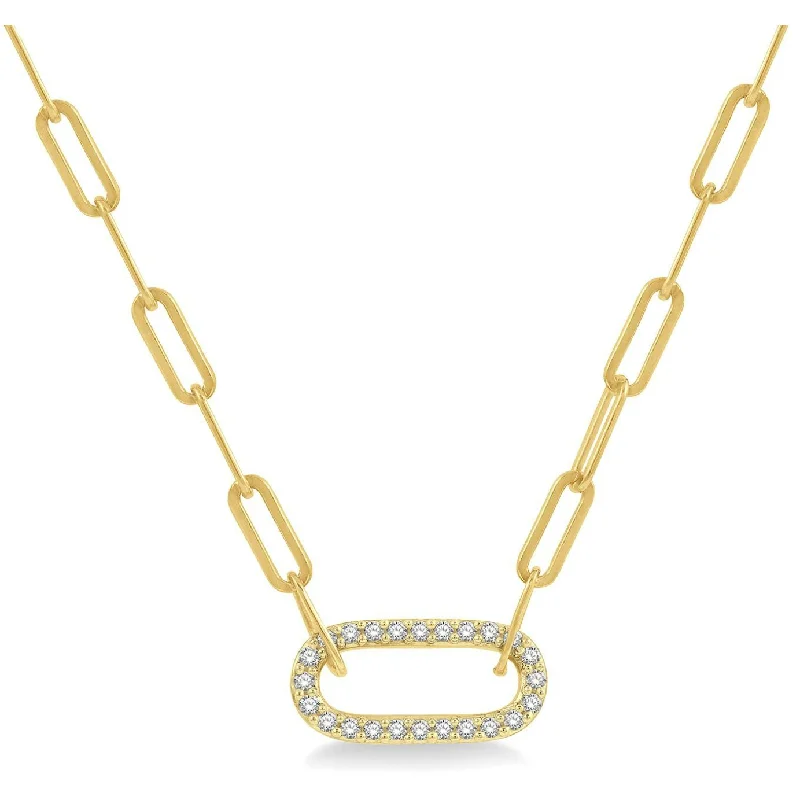 Women’s diamond pendant necklaces-14k Yellow Gold Diamond Link Paperclip Necklace