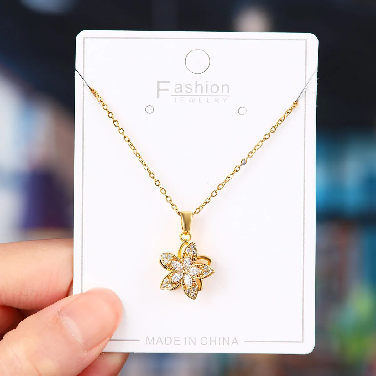 X5866# Rotating Full Zirconium Five Petal Flower