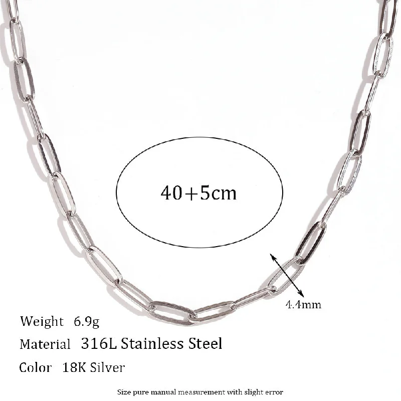 4.4mm paperclip chain - steel necklace -40cm 5cm