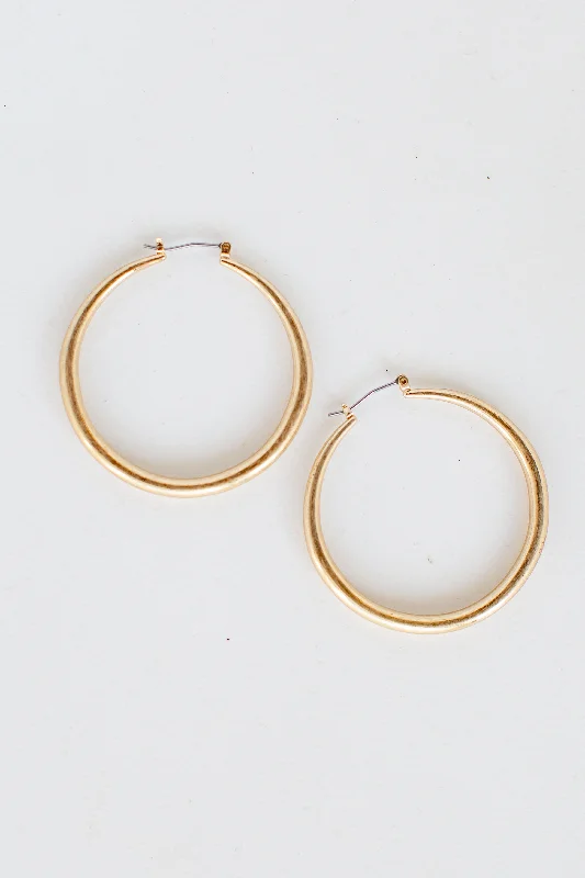 Embroidered women's earrings -FINAL SALE - Dani Gold Hoop Earrings