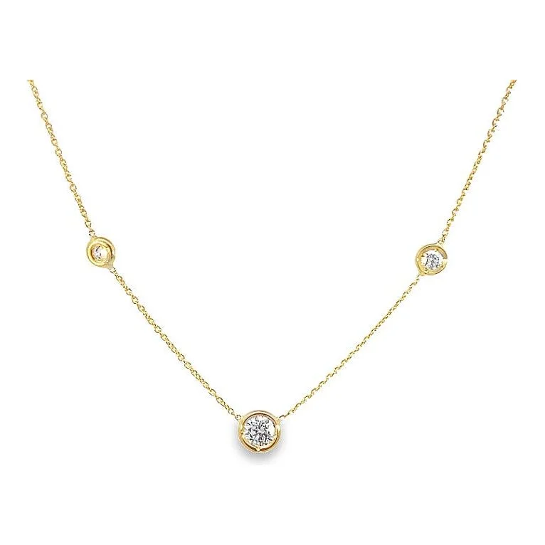 Women’s bridal necklaces-Roberto Coin 18K Yellow Gold Triple Diamond Station Necklace