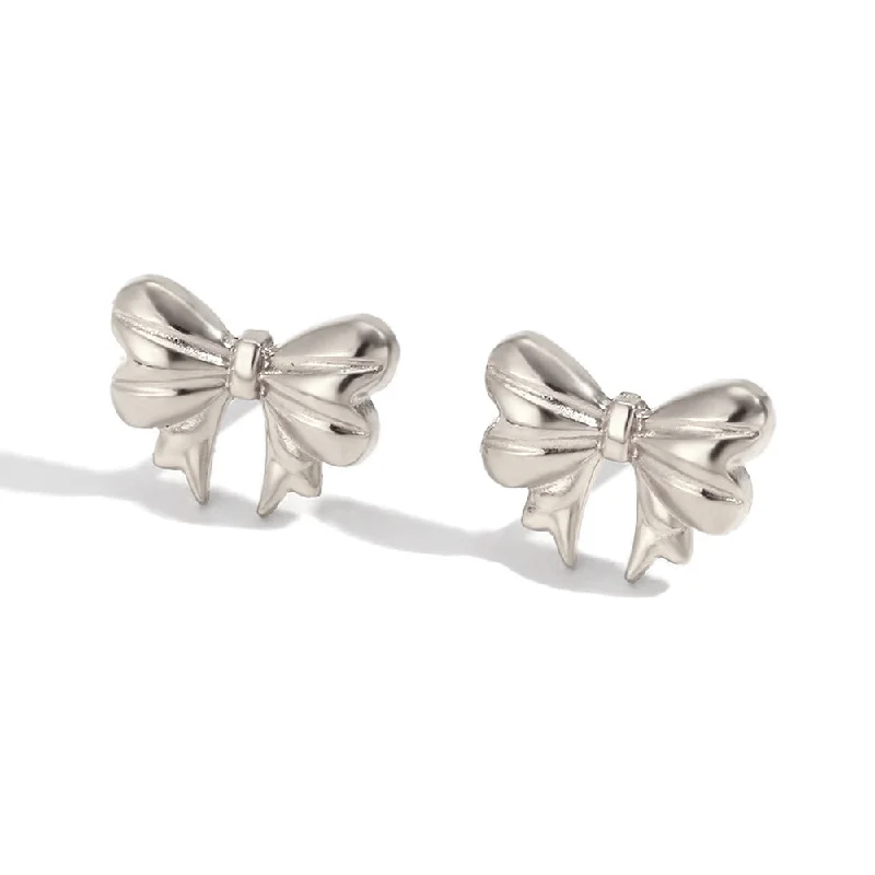 Mini Classic Bow Earrings - Steel