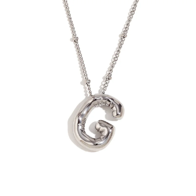 Party Balloon Letter Pendant Necklace - Steel Color-G