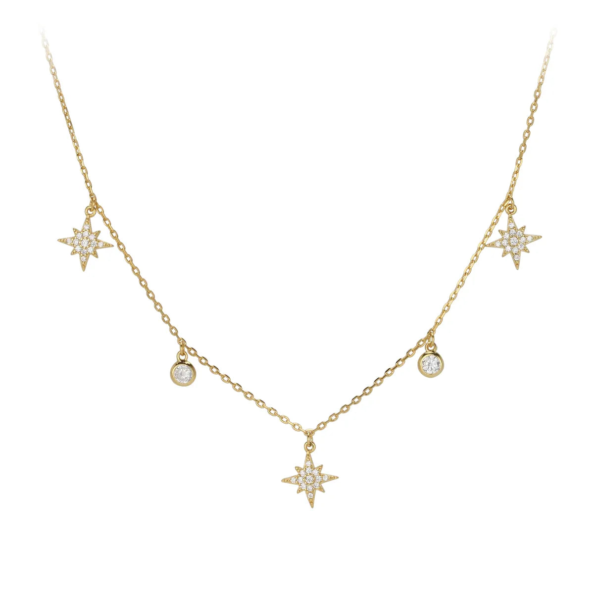 Women’s long chain necklaces-Simple Style Star Sterling Silver Inlay Zircon Necklace