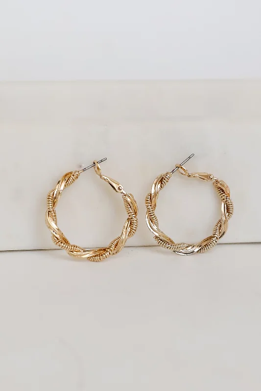 Graceful women's earrings -Mariana Gold Twisted Hoop Earrings