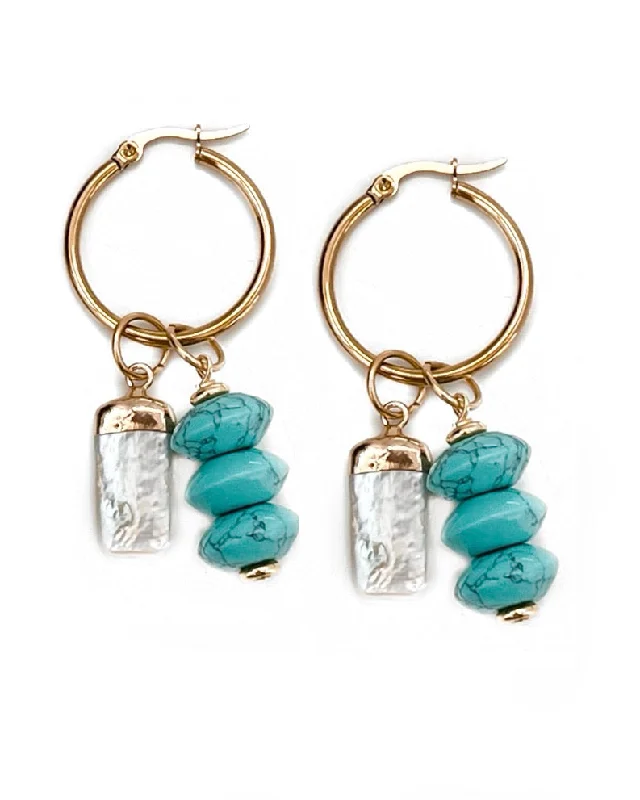 Long drop earrings for women -Enita Charm Hoop Earrings