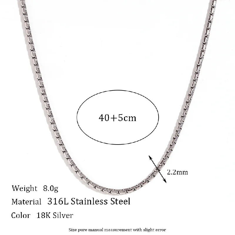 2.2mm Hammer Round Pearl Chain - Steel Necklace -40cm 5cm