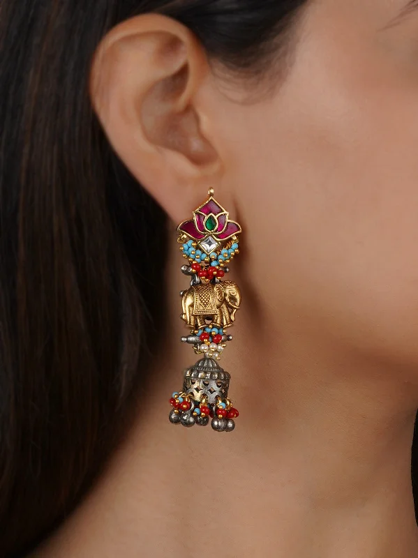 Summer trendy earrings for women -Multicolor Tribal Earrings - EK-SFEAR396M