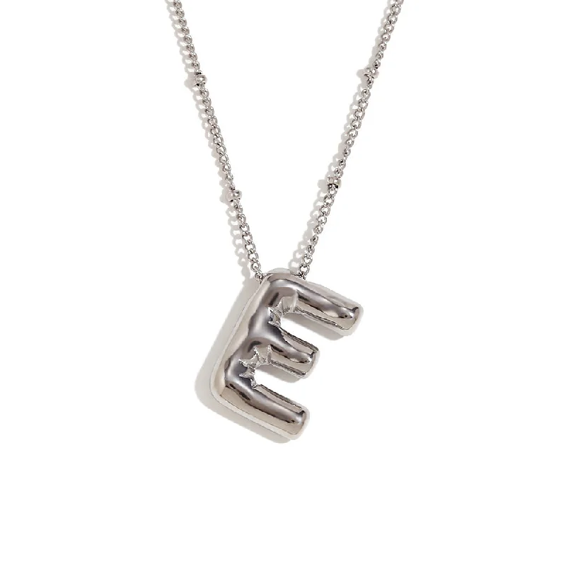 Party Balloon Letter Pendant Necklace - Steel E