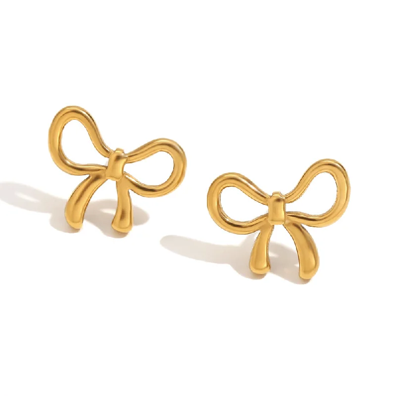 Simple and Sweet Bow Earrings - Gold