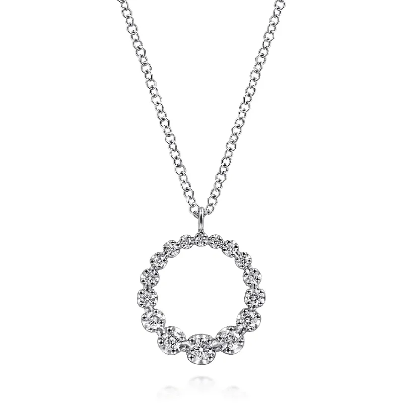 Women’s custom birthstone necklaces-Gabriel 14K White Gold Diamond Circle Lusso Necklace