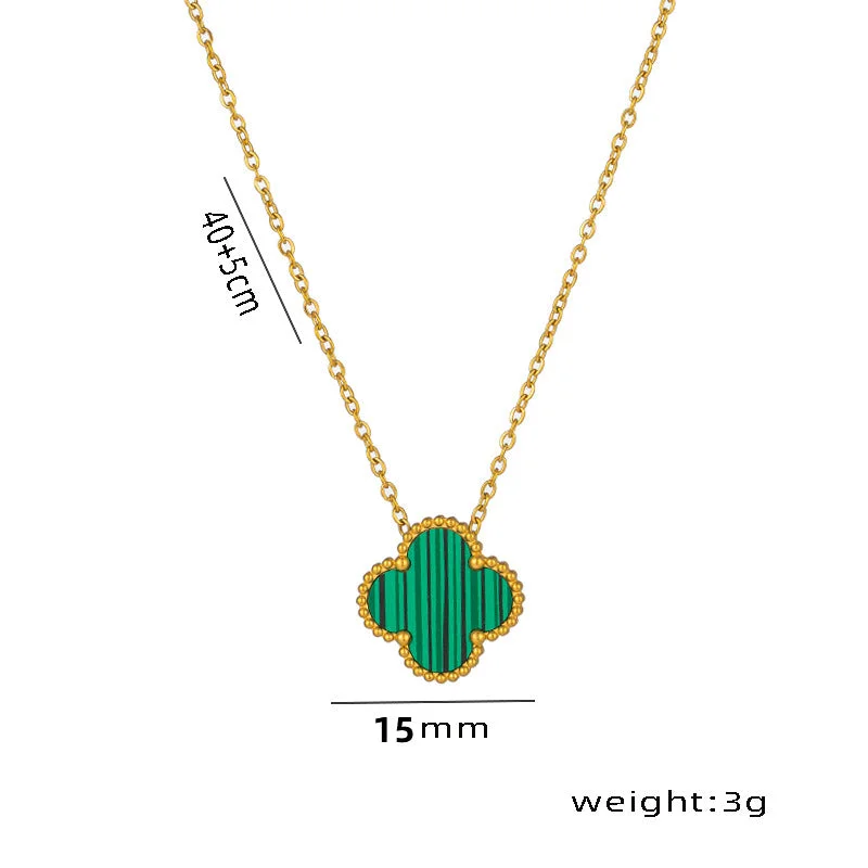 8853 Golden Green Shell Necklace 1.5CM