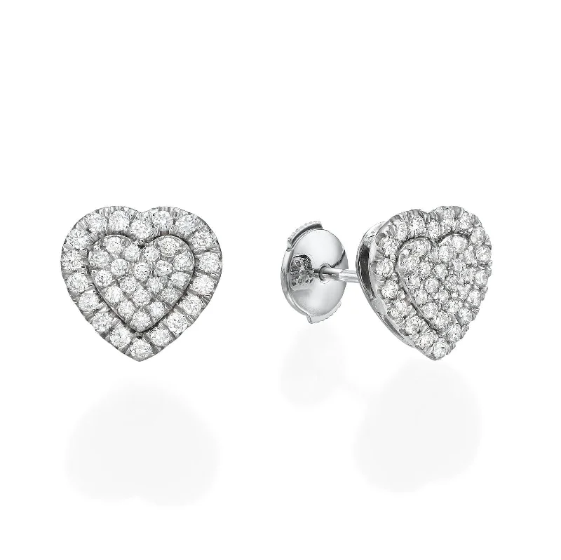 Transparent women's earrings -Big Heart Shaped Diamond Cluster Earrings