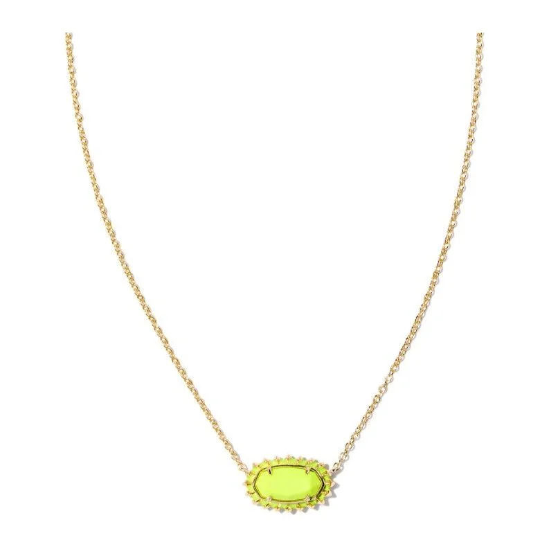 Women’s adjustable gold necklaces-Kendra Scott  Elisa Gold Color Burst Necklace in Chartreuse Magnesite