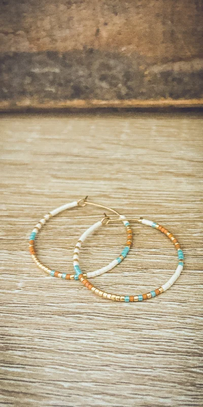 Daily wear earrings for women -Beautiful Dainty Beaded Hoop Earrings