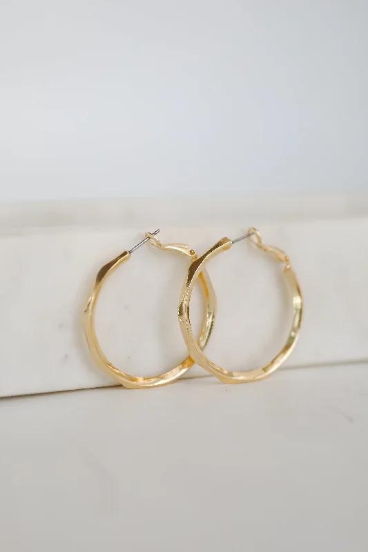 Rose gold women's earrings -Emmie Gold Hoop Earrings