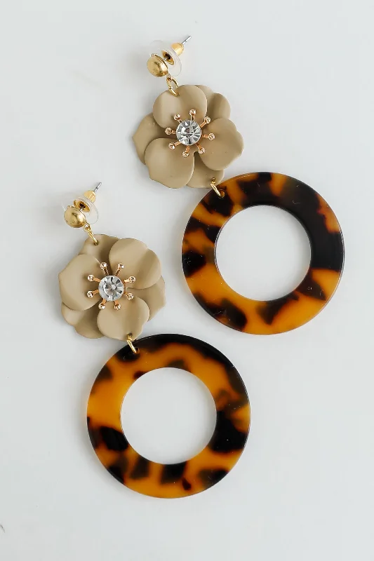 Floral earrings for women -Selena Tortoise Flower Drop Earrings