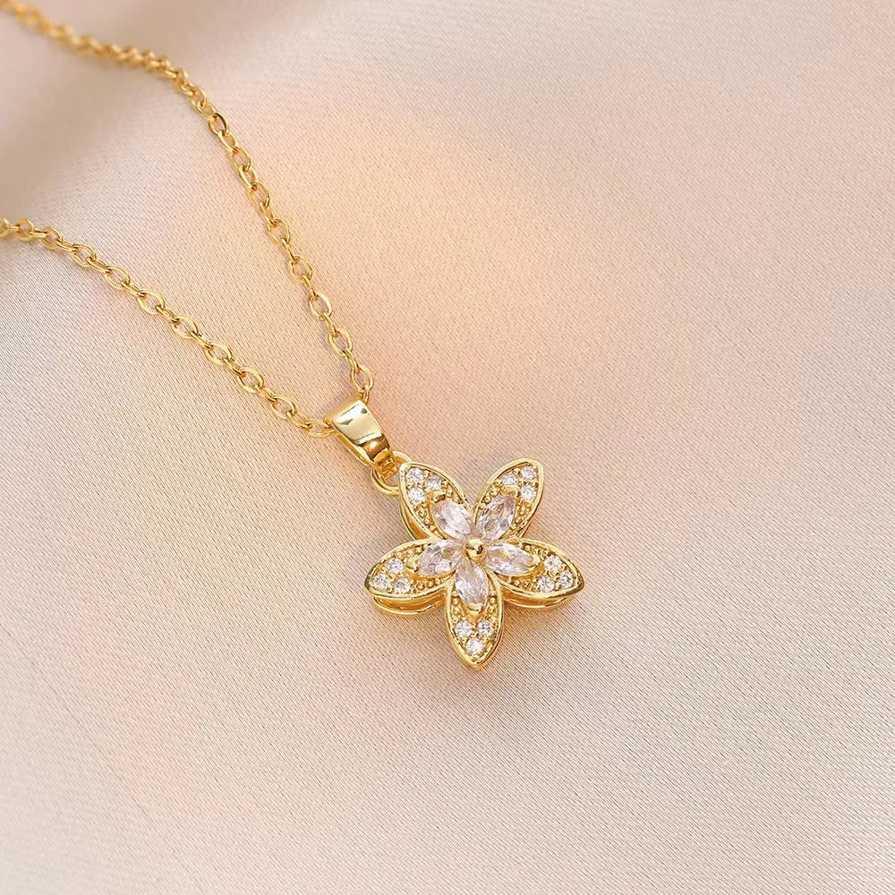 X0622 Rotating Flower Necklace