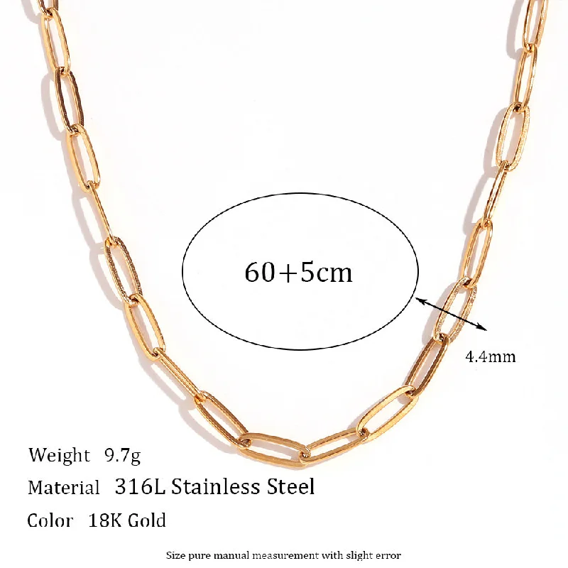 4.4mm paperclip chain - gold necklace -60cm 5cm