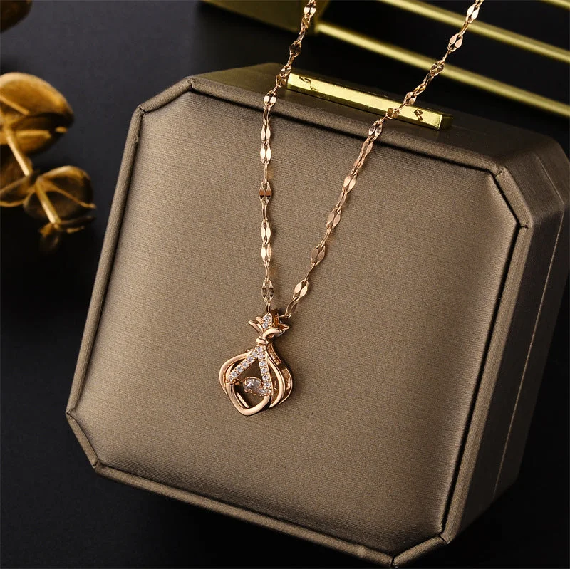 Women’s celestial star necklaces-Geometric Titanium Steel 18K Gold Plated Necklaces