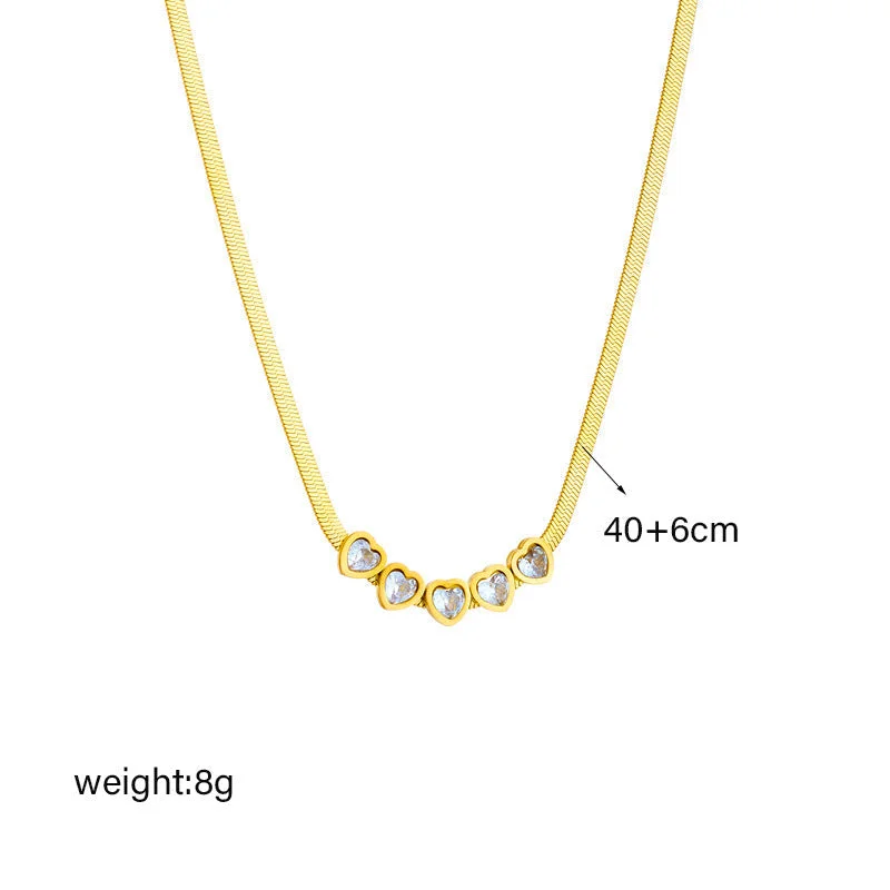 Women’s celestial star necklaces-Fashion Women Heart Chain Titanium Steel Electroplating Jewelry Sets