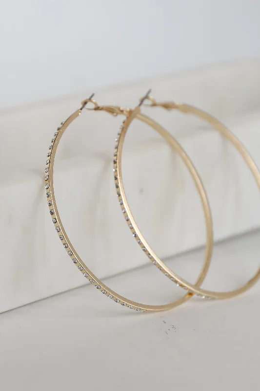 Pair of women's earrings -Emery Gold Rhinestone Hoop Earrings