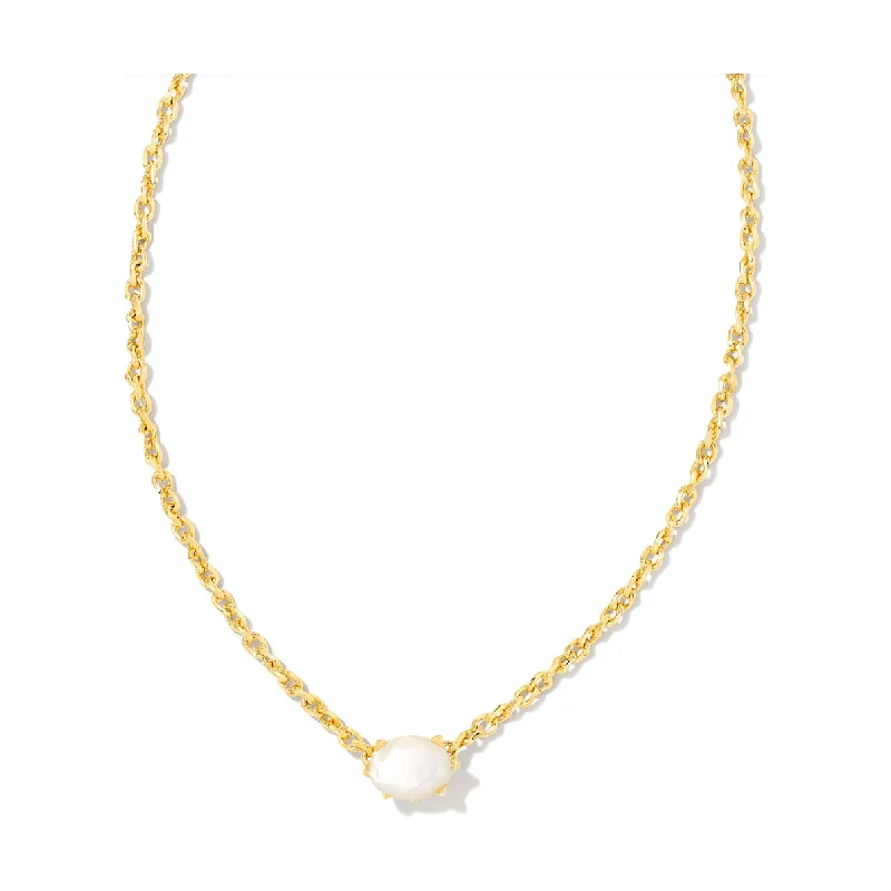 Women’s platinum necklaces-Kendra Scott Gold Cailin Ivory Mother of Pearl Necklace