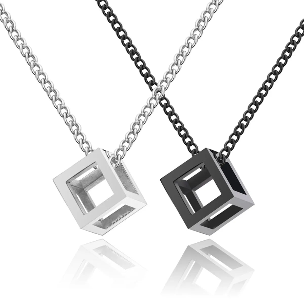 Women’s clasp necklaces-Simple Style Classic Style Square Stainless Steel Titanium Steel Polishing Hollow Out Unisex Pendant Necklace